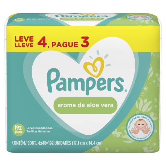 Lenço umedecido aloe vera Pampers Leve 4 Pague 3 - 192 unidades - Imagem em destaque