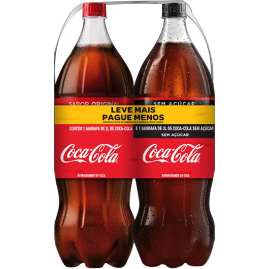 Pack Refrigerante Coca Cola Tradicional 2L + Refrigerante Coca Cola Zero 2L Leve Mais Pague Menos - Imagem em destaque