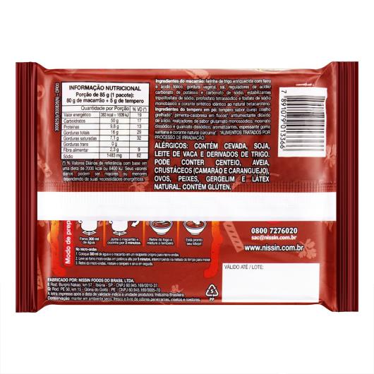 Macarrão Instantâneo Queijo Coalho Grelhado com Pimenta-Calabresa Nissin Miojo Hot Pacote 85g - Imagem em destaque