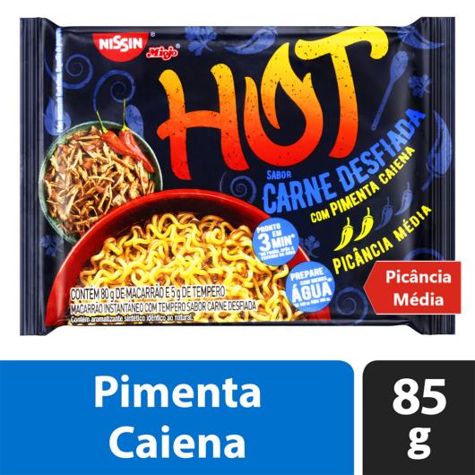 Macarrão Instantâneo Carne Desfiada com Pimenta-Caiena Nissin Miojo Hot Pacote 85g - Imagem em destaque