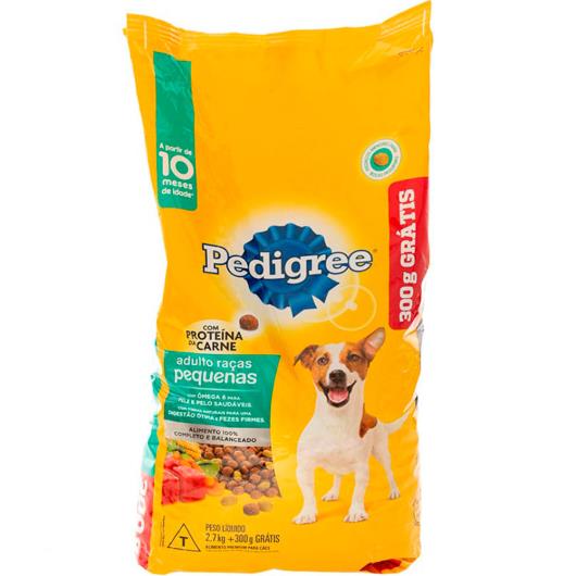 Ração Pedigree adulto raças pequenas 2,700kg grátis 300g - Imagem em destaque