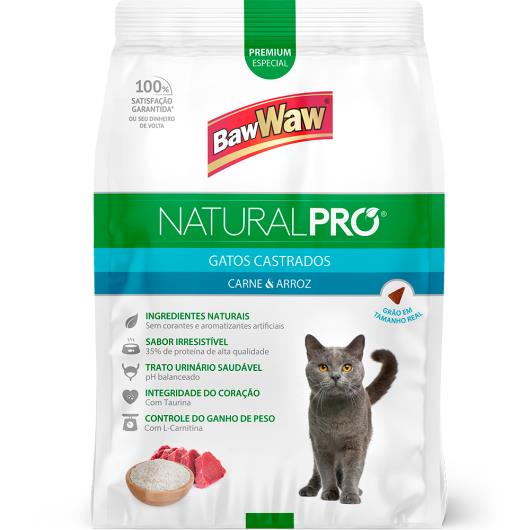 Alimento para gatos castrados Baw Waw Natural Pró carne e arroz 2,5kg - Imagem em destaque