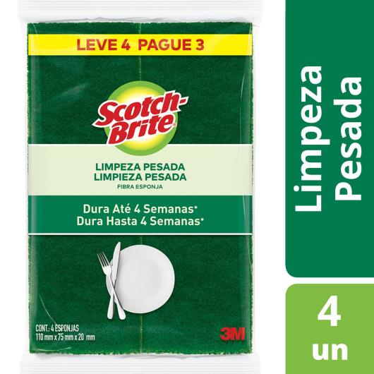 Esponja Limpeza Pesada Scotch-Brite Leve 4 Pague 3 Unidades - Imagem em destaque