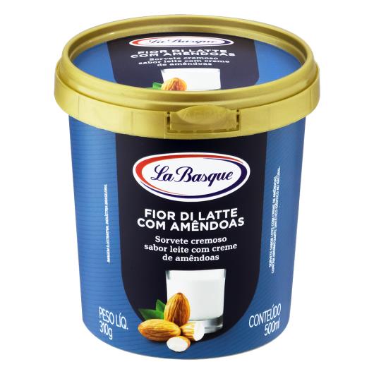 Sorvete Fior di Latte com Amêndoas La Basque Pote 500ml - Imagem em destaque