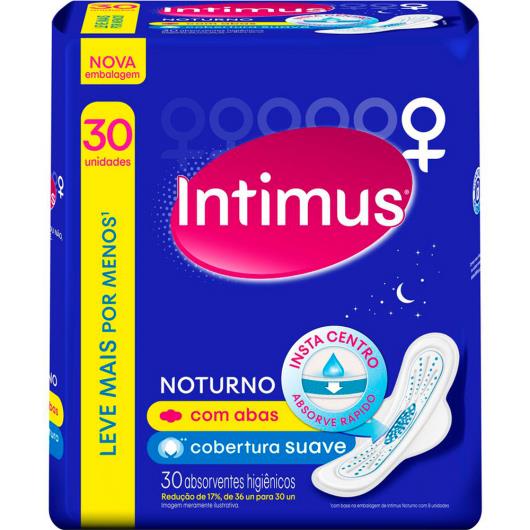 Absorvente INTIMUS Noturno Suave c/Abas - 30 Unidades - Imagem em destaque