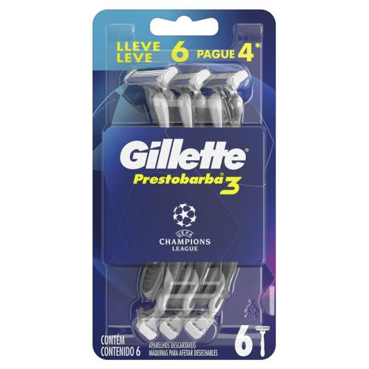 Aparelho de Barbear Descartável Gillette Prestobarba3 Leve 6 Pague 4 Edição UEFA Champions League - Imagem em destaque