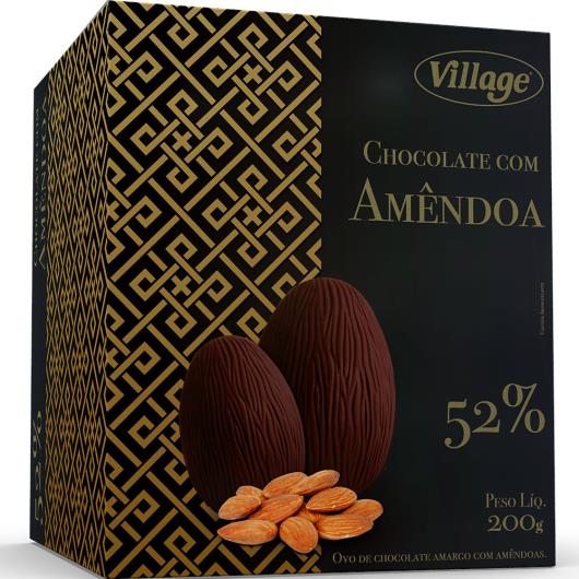 Ovo de Páscoa chocolate amargo 52% com amêndoas Village 200g - Imagem em destaque