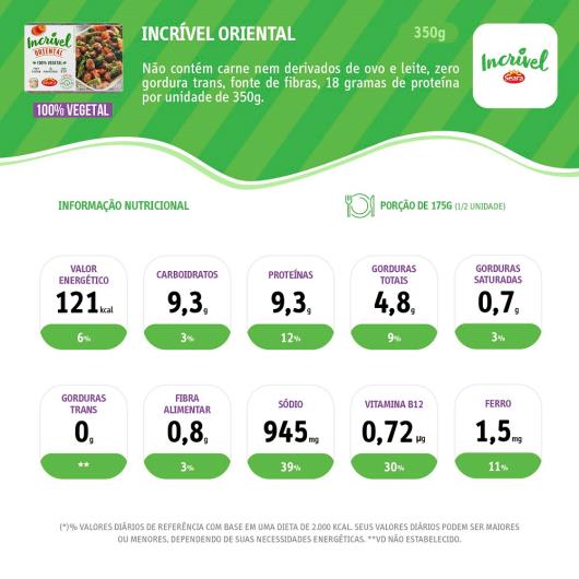 Carne de soja com Legumes ao molho Oriental Incrível Seara 350g - Imagem em destaque