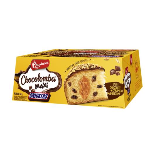 Bolo de Páscoa com Gotas de Chocolate Snickers Cobertura Chocolate Bauducco Chocolomba Maxi Caixa 650g - Imagem em destaque