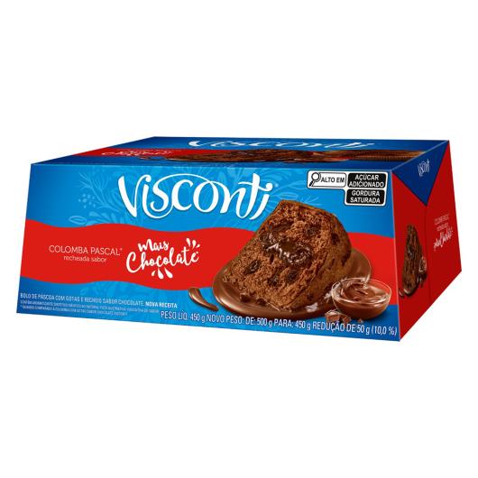 Bolo de Páscoa com Gotas de Chocolate Recheio Mais Chocolate Visconti Colomba Pascal Caixa 450g - Imagem em destaque