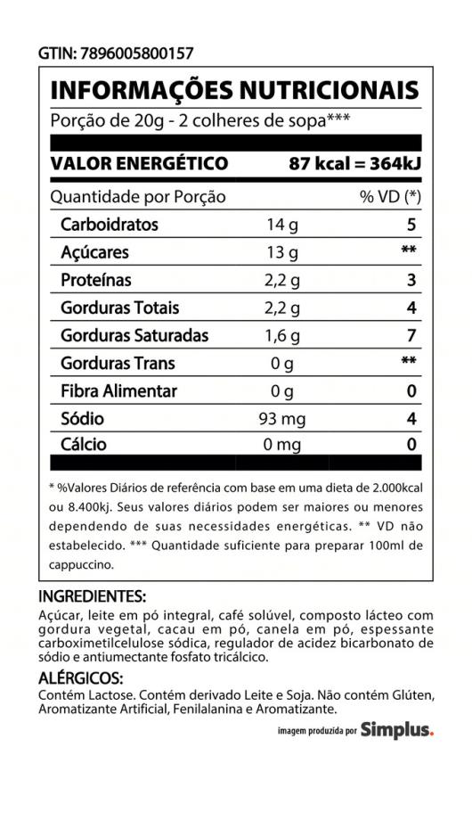 Cappuccino Classic Solúvel 3 Corações Pote 200g - Imagem em destaque