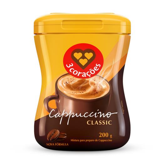 Cappuccino Classic Solúvel 3 Corações Pote 200g - Imagem em destaque