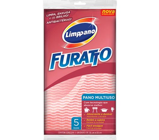 Pano Limppano Furatto rosa  com 5 unidades - Imagem em destaque