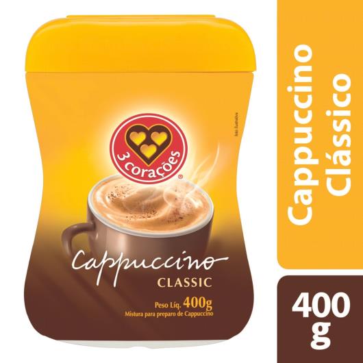 Cappuccino 3 Corações Classic Solúvel Pote 400G - Imagem em destaque