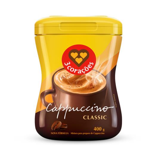 Cappuccino Classic Solúvel 3 Corações Pote 400g - Imagem em destaque