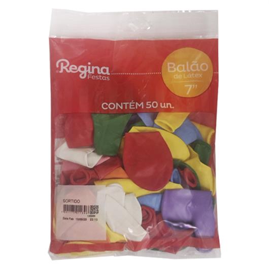 Balão Latex Regina Liso Sortidos Nº7 Pacote 50 Unidades - Imagem em destaque