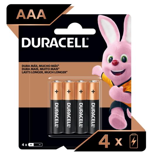 Pilha Duracell Alcalina AAA Palito com 4 unidades  - Imagem em destaque