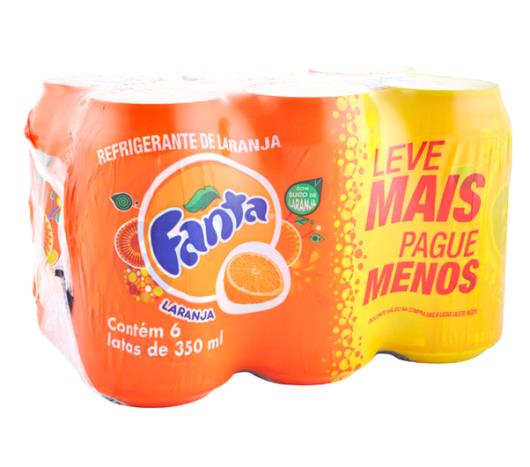 Refrigerante Fanta Laranja lata leve + pague - 6 unidades 350ml - Imagem em destaque