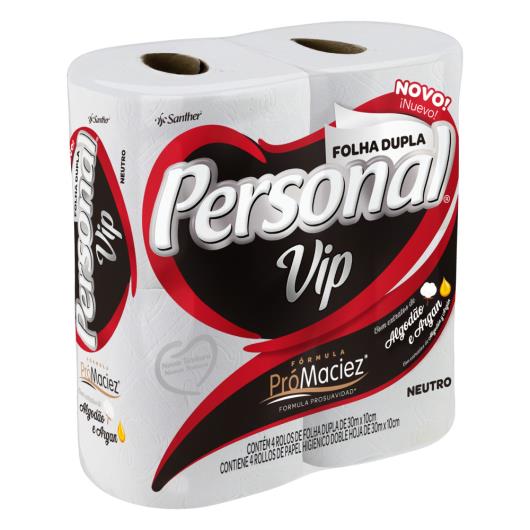 Papel Higiênico Folha Dupla Neutro Personal Vip 30m Pacote 4 Unidades - Imagem em destaque