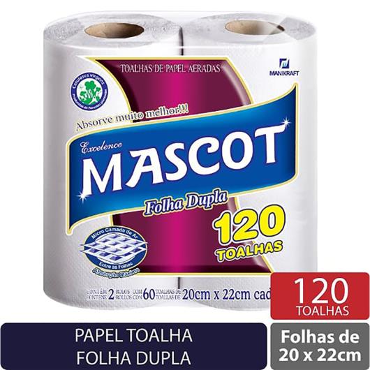 Papel toalha Mascot folha dupla com 2 unidades - Imagem em destaque