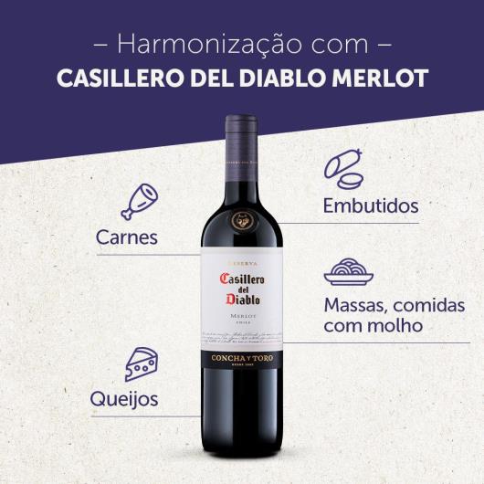 Vinho Chileno Casillero Del Diablo Reserva Merlot Com 750ML - Imagem em destaque