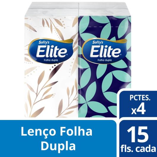 LENÇO DE PAPEL ELITE SOFTY'S MÁXIMA SUAVIDADE 4 PACOTES COM 15fls CADA - Imagem em destaque