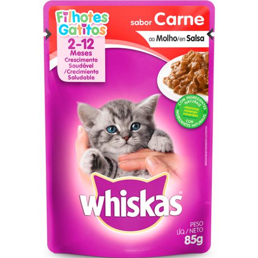 Alimento para gatos Whiskas carne ao molho  Filhotes 85g - Imagem em destaque