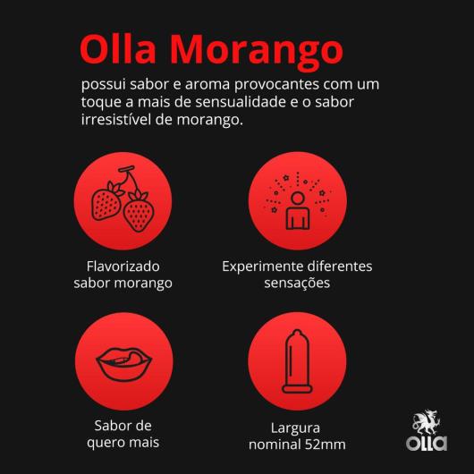 Preservativo Masculino Lubrificado Flavorizado Morango Olla Pacote 3 Unidades - Imagem em destaque