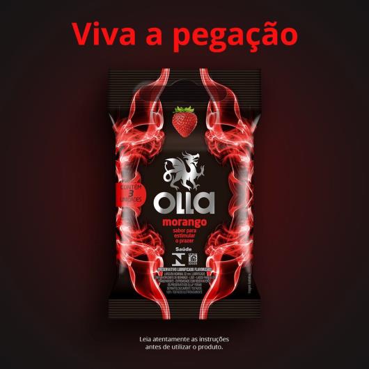 Preservativo Masculino Lubrificado Flavorizado Morango Olla Pacote 3 Unidades - Imagem em destaque