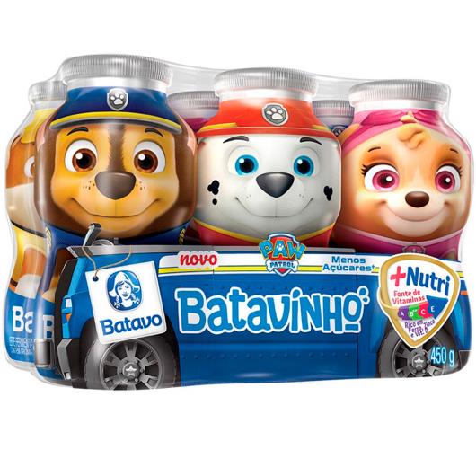 Pack Leite Fermentado Desnatado Laranja Paw Patrol Batavo Batavinho Frasco 450g 6 Unidades - Imagem em destaque