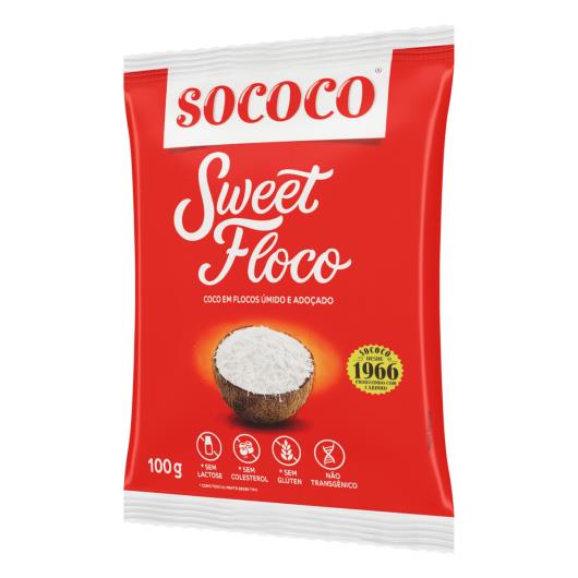 Coco Ralado Úmido Adoçado em Flocos Sococo Sweet Floco Pacote 100g - Imagem em destaque