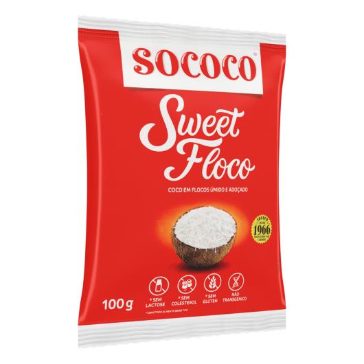 Coco Ralado Úmido Adoçado em Flocos Sococo Sweet Floco Pacote 100g - Imagem em destaque