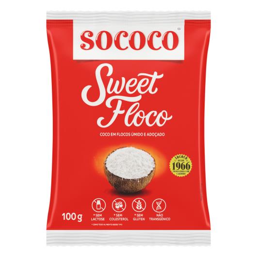 Coco Ralado Úmido Adoçado em Flocos Sococo Sweet Floco Pacote 100g - Imagem em destaque