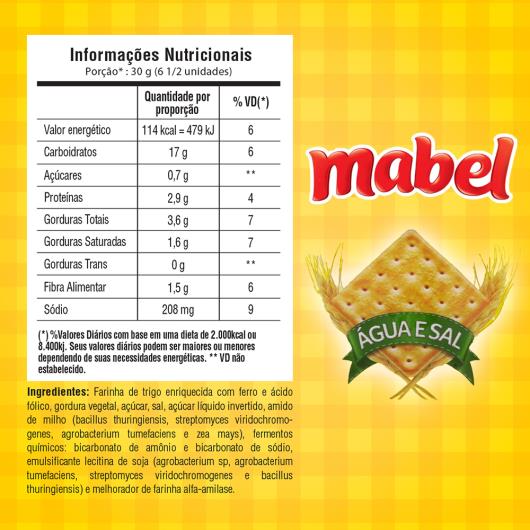 Biscoito Água E Sal Mabel Pacote 400G - Imagem em destaque
