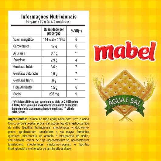Biscoito Água E Sal Mabel Pacote 400G - Imagem em destaque