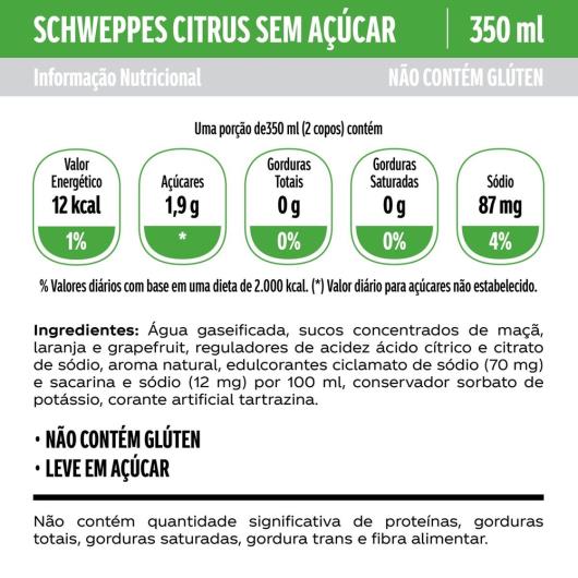 Refrigerante Schweppes Sabor Citrus Leve em Açúcares LATA 350ML - Imagem em destaque