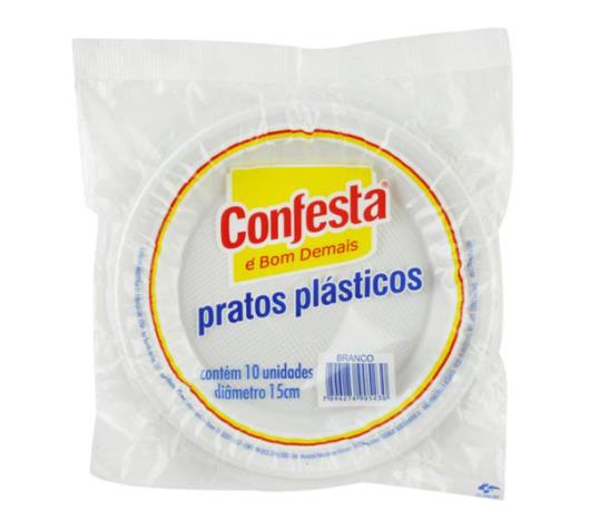 Prato plástico 15 cm branco Confesta 10 unidades - Imagem em destaque