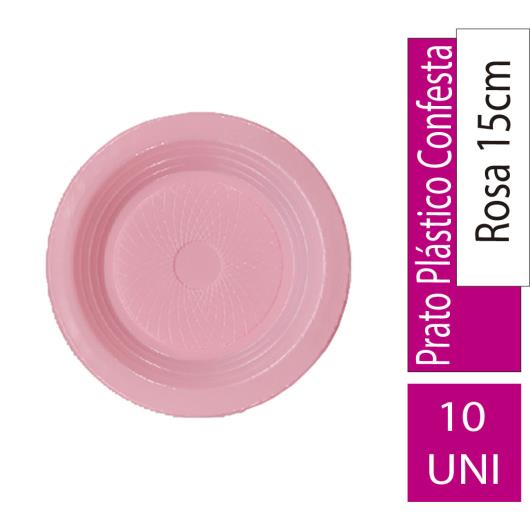 Prato Confesta Plástico 15cm 10Uni Rosa - Imagem em destaque