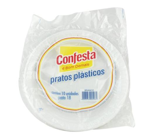 Prato plástico 18cm cor branco Confesta 10 unidades - Imagem em destaque