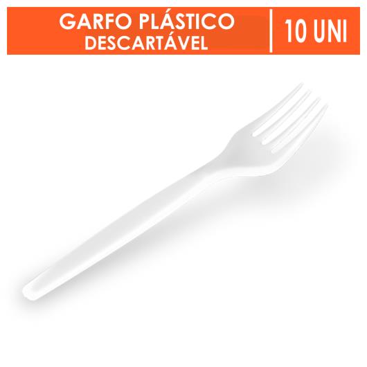 Garfo de Plástico Descartável Branco Confesta 10 Unidades - Imagem em destaque