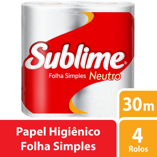 Papel Higiênico Sublime Folha Simples Neutro 4unids. - Imagem em destaque