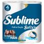 PAPEL HIGIÊNICO SUBLIME NEUTRO FOLHA DUPLA 30 METROS 4 UNIDADES.