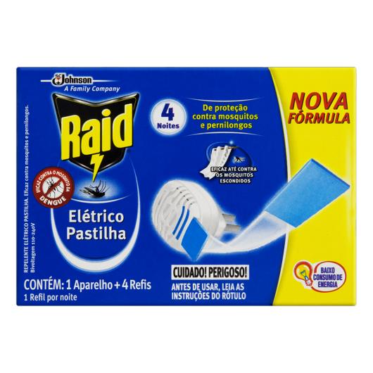 Kit 1 Aparelho + 4 Repelente Pastilha Elétrico 4 Noites Raid Refil - Imagem em destaque