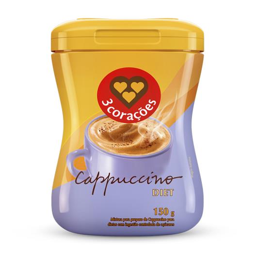 Cappuccino Diet Solúvel 3 Corações Pote 150g - Imagem em destaque