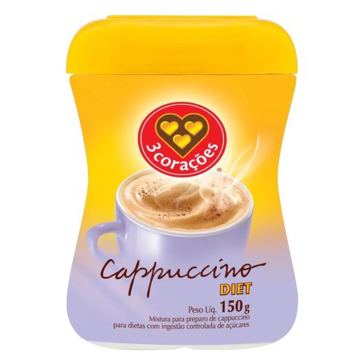 Cappuccino 3 Corações Diet Solúvel Pote 150G - Imagem em destaque