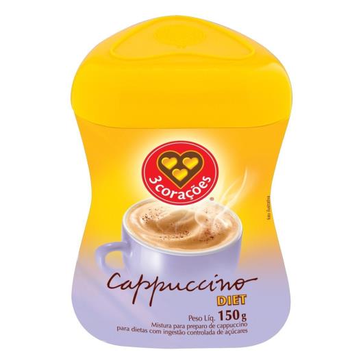 Cappuccino 3 Corações Diet Solúvel Pote 150G - Imagem em destaque