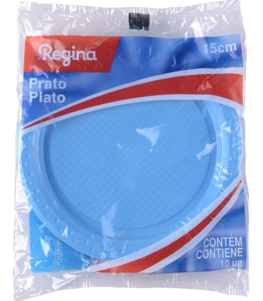 Prato de plástico Regina Azul 15cm 10un - Imagem em destaque