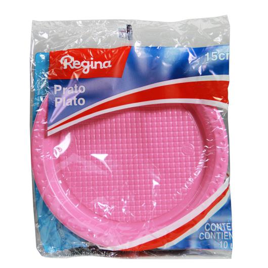 Prato Regina Plastico Rosa 15Cm 10Unidades - Imagem em destaque