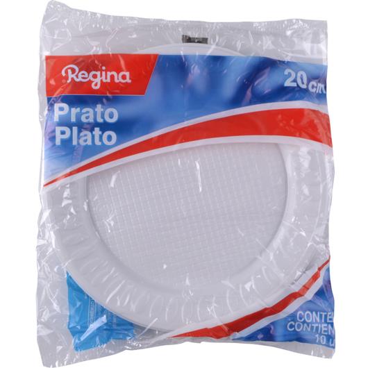 Prato de plástico Regina branco  20 cm 10 unidades - Imagem em destaque