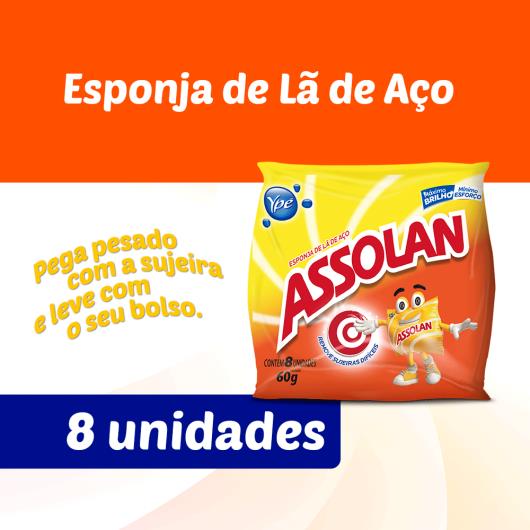 Esponja Assolan lã de aço com 8 unids. - Imagem em destaque